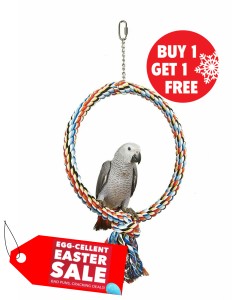 80cm Huge Coloured Rope Ring Parrot Swing, Macaw, Cockatoo Parrot Toy - BOGOF